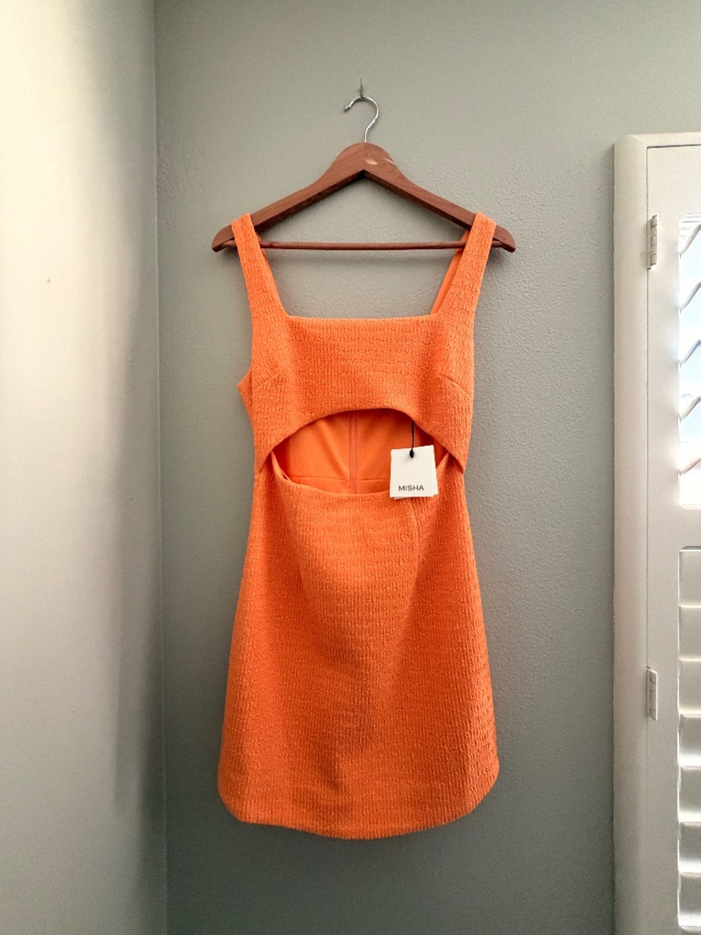 NWT MISHA Orange Textured Cutout Mini Dress Size M